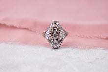 Load image into Gallery viewer, Vintage Art Deco 14K White Gold Filigree Diamond Engagement Ring
