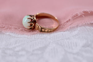 14K Rose Gold Victorian 10mm Opal Claw Ring