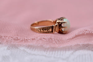 14K Rose Gold Victorian 10mm Opal Claw Ring