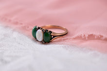 Load image into Gallery viewer, Victorian 14K Rose Gold Jade, Opal, and Diamond  Ring
