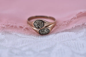 Victorian 10K Rose Gold Pyrite Moi Et Toi Bypass Ring