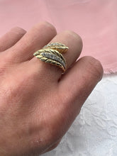 Load image into Gallery viewer, Vintage 14K Yellow Gold Diamond Double Feather Bypass Ring

