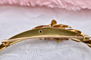 Reserved Listing Art Nouveau 14K Yellow Gold Seed Pearl and Enamel Pin/Brooch