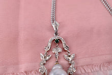 Load image into Gallery viewer, Vintage 18K White Gold Baroque Freshwater Pearl and Diamond Statement Necklace
