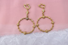 Load image into Gallery viewer, Reserved 18K Yellow Gold Diamond Circle and Star Dangle Earrings
