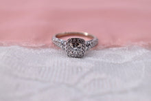 Load image into Gallery viewer, 14K White Gold Vera Wang Love Halo Diamond and Sapphire Engagement Ring
