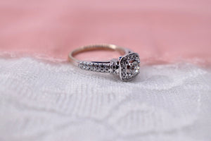 14K White Gold Vera Wang Love Halo Diamond and Sapphire Engagement Ring