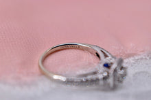 Load image into Gallery viewer, 14K White Gold Vera Wang Love Halo Diamond and Sapphire Engagement Ring

