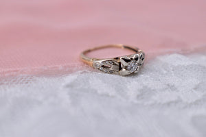 Art Deco 14K White and Yellow Gold Diamond Engagement Ring