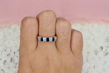 Load image into Gallery viewer, Unique 14K White Gold Baguette Sapphire and Diamond Band
