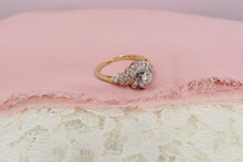 Load image into Gallery viewer, Vintage 14K Yellow Gold Round Diamond Floral Engagement Ring
