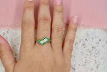 Load image into Gallery viewer, Vintage 10K Yellow Gold Vintage Emerald and Diamond Statement Ring
