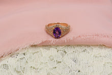 Load image into Gallery viewer, Reserved Listing 14K Yellow Gold Levian Oval Amethyst and Diamond Ring
