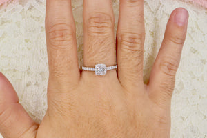 14K White Gold Princess Cut Diamond Halo Engagement Ring