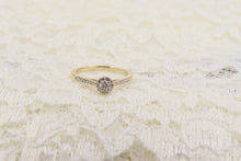 Load image into Gallery viewer, Vintage 14K Yellow Gold Halo Diamond Engagement Ring
