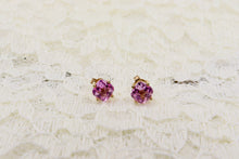 Load image into Gallery viewer, 10K Yellow Gold Cushion Cut Pink Topaz Push Back Stud Earrings
