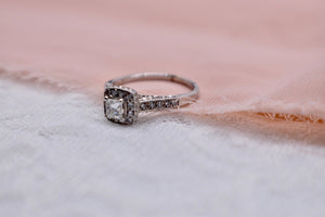 EGL Certified Custom Princess Cut Diamond Engagement Ring 0.34cts Center
