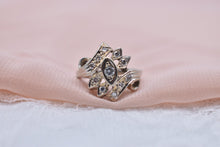 Load image into Gallery viewer, Art Deco 14K White Gold Unique Design Diamond Ring
