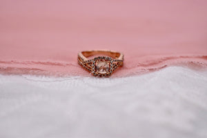 LeVian 14K Rose Gold Cushion Halo Morganite & Twist Diamond Ring