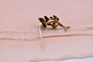 14K Yellow Gold Victorian Seed Pearl Four Leaf Clover Pin