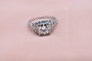 Reserved Listing Final Payment Vintage Platinum Art Deco Old European Diamond Engagement Ring