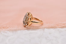 Load image into Gallery viewer, Vintage Art Deco 14K Yellow Gold &amp; Platinum Filigree Diamond Shield Style Ring

