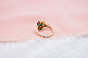 18K Yellow Gold Vintage Emerald & Diamond Geometric Ring