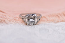 Load image into Gallery viewer, Vintage Platinum Art Deco Transitional Cut Diamond Engagement Ring
