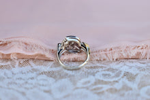 Load image into Gallery viewer, 14K White Gold Art Nouveau Geometric Swirl Style Diamond Ring
