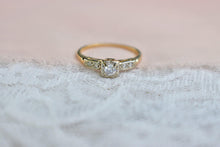 Load image into Gallery viewer, Final Payment Vintage 14K Yellow Gold Art Deco Transitional Cut Dainty Diamond Ring
