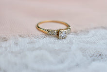 Load image into Gallery viewer, Vintage 14K Yellow Gold Art Deco Transitional Cut Dainty Diamond Ring

