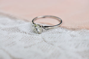 Vintage Platinum Art Deco Old European Cut Three Stone Diamond Engagement Ring