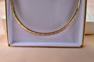 Vintage 14K Solid Gold Tri Color Omega Necklace 6.1mm 16"