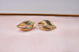 14K Yellow Gold Vintage Double Overlapping Twist Earrings