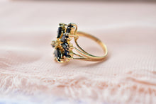 Load image into Gallery viewer, Vintage 14K Yellow Gold Sapphire and Diamond Cocktail Statement Ring
