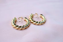 Load image into Gallery viewer, Vintage 14K Yellow Gold Twist Design Screw Back Clip On Hoop Earrings
