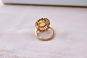 Vintage 14K Yellow Gold Oval Cut Large Opal Ring