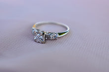 Load image into Gallery viewer, Vintage Art Deco 14K White Gold Illusion Three Stone Diamond Ring 2
