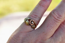 Load image into Gallery viewer, Vintage 10K Yellow &amp; Rose Gold Rose Flower Diamond Ring
