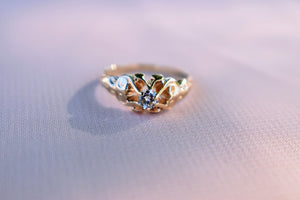 Art Deco 14K Yellow Gold Solitaire Transitional Cut Diamond Engagement Ring