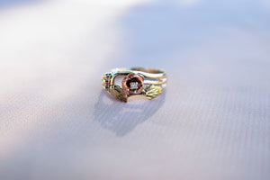 Vintage 10K Yellow & Rose Gold Rose Flower Diamond Ring