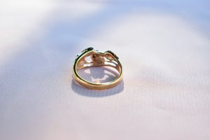Vintage 10K Yellow & Rose Gold Rose Flower Diamond Ring