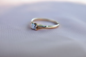 Art Deco 14K Yellow & White Gold Diamond Dainty Engagement Ring