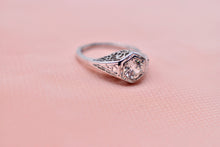 Load image into Gallery viewer, Vintage 14K White Gold Art Deco Hexagon Diamond Engagement Ring
