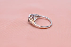Vintage 14K White Gold Art Deco Hexagon Diamond Engagement Ring