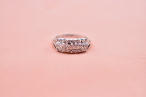 Vintage Art Deco 14K White Gold Rectangle Halo Diamond Engagement Ring