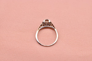 Vintage 18K White Gold Art Deco Old European Cut Diamond Engagement Ring