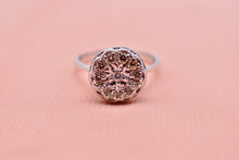 Load image into Gallery viewer, Vintage 14K White Gold Flower Cluster Diamond Ring
