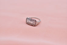 Load image into Gallery viewer, Vintage Art Deco Platinum Rectangle Halo Carre Diamond Engagement Ring
